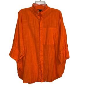 Dilemma Orange Organic Cotton Gauze Tunic Oversized Woven One Size Lagenlook